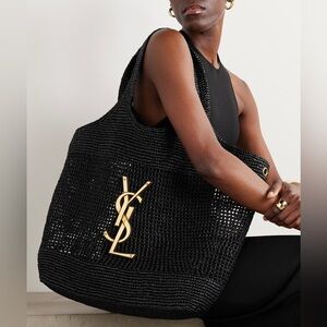 Woven crochet raffia bag set